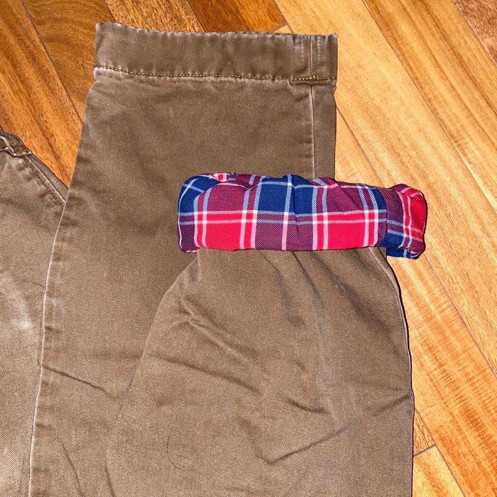 J Crew Brown ‘The Sutton’ chino pants plaid inside